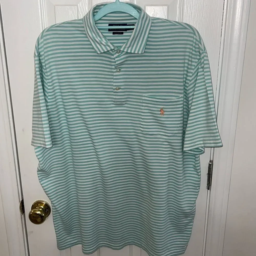 Polo Ralph Lauren shirt green white orange